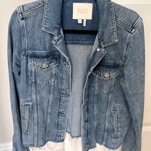 PAIGE Women's Rowan Jacket with Raw Hem - Light Weight Relaxed Fit in Peral Blue